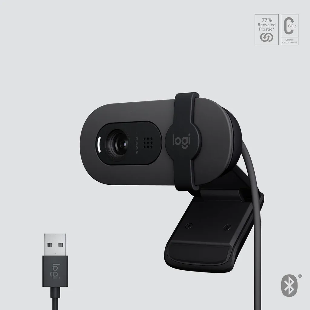 Webcam HD Logitech BRIO 105 Graphite - Caméra de visioconférence USB-C - 15