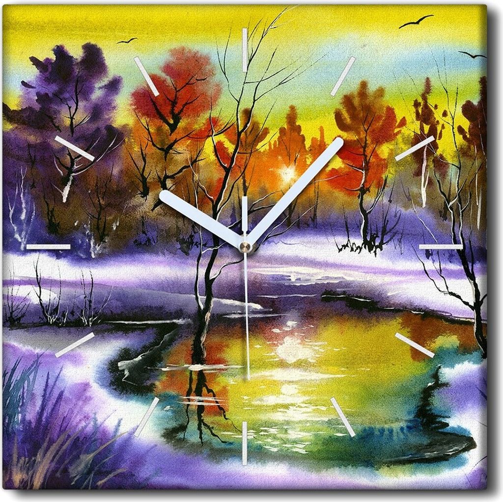 Coloray Uhr auf Leinwand 30x30 cm Wand Uhr Dekoration Wohnzimmer Segeltuch weiße Zeiger -Las Las las