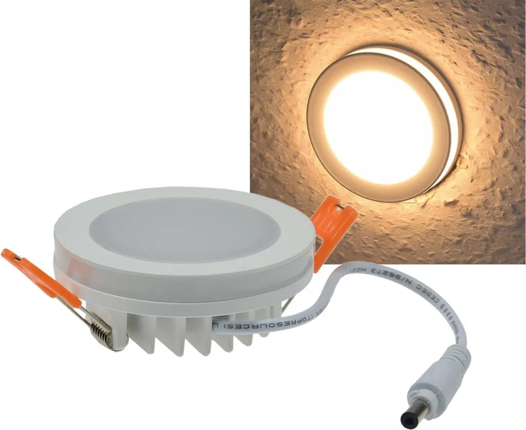 Spot LED Encastré 6W Blanc Chaud 450lm IP44 avec Couronne Lumineuse