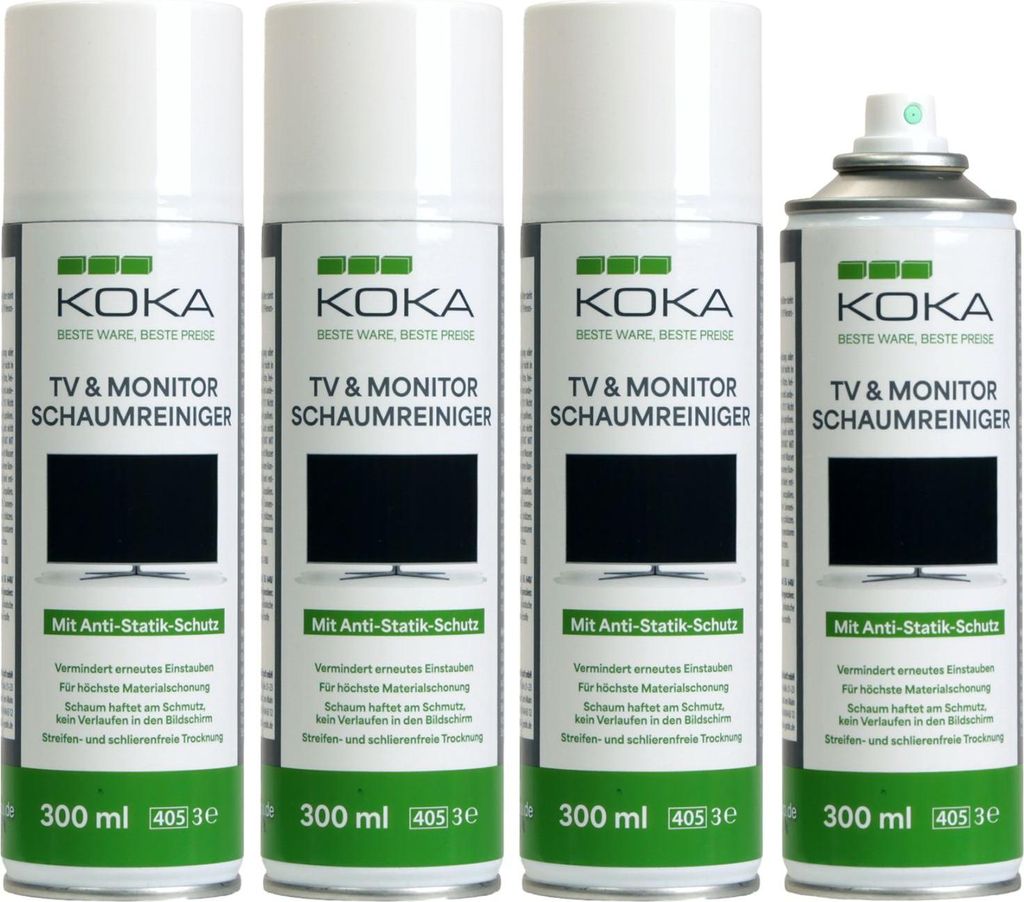 4x Set KOKA Reinigungsschaum Spray Dose Reiniger TV OLED LCD LED TFT Fernseher