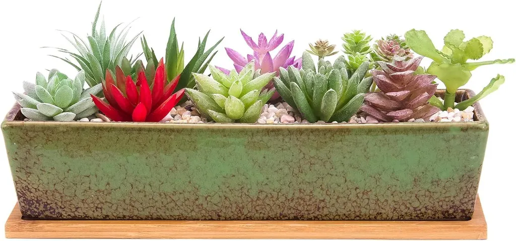 Jardinière Rectangulaire en Céramique pour Cactus & Succulentes 30 cm