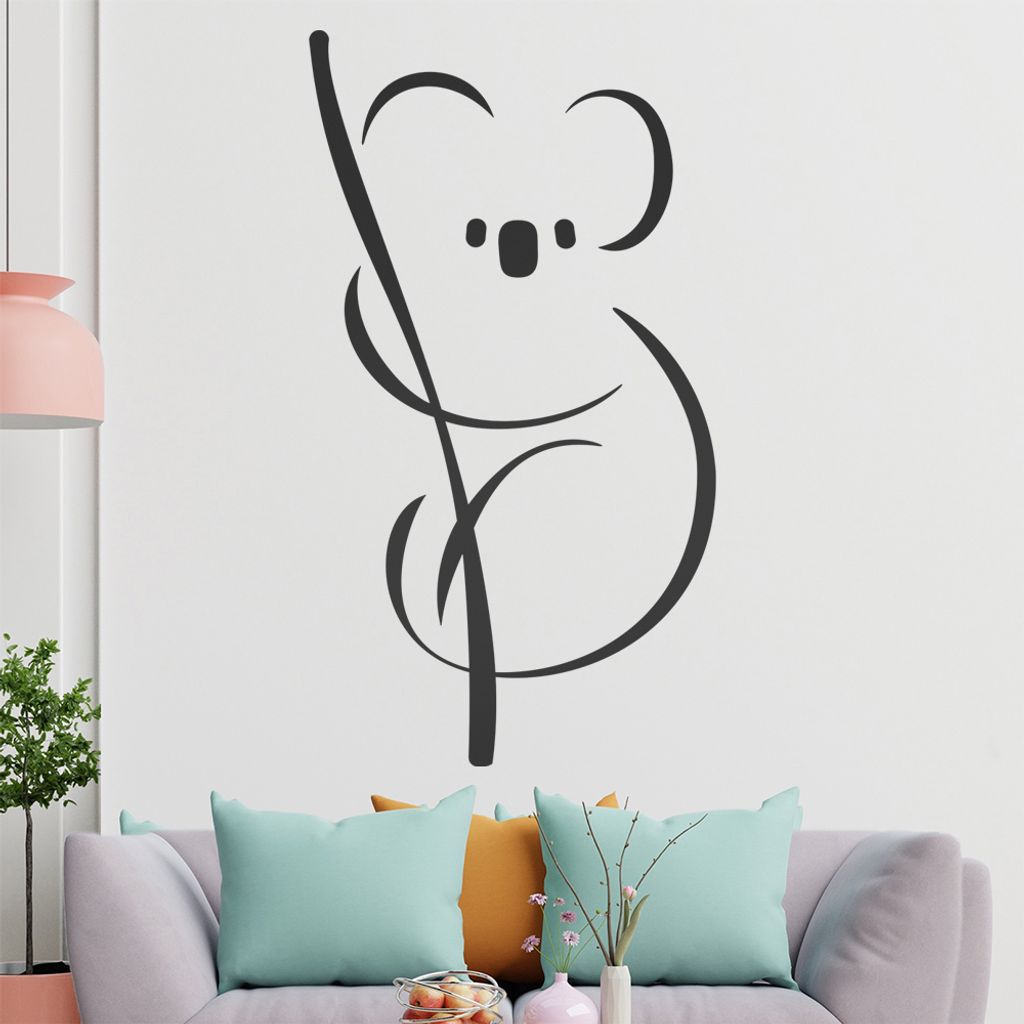 Koala Linien Wandtattoo in 6 Größen - Wandaufkleber Wall Sticker - Dekoration, Küche, Wohnzimmer, Schlafzimmer, Badezimmer