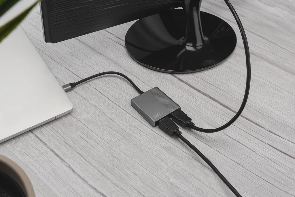 DIGITUS DA-70822 Adaptateur Graphique HDMI USB Type-C 4K 2-en-1 Noir