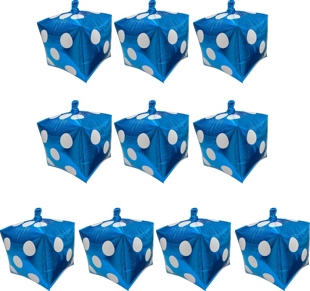 10 Stück Lustiger Würfelballon Metallic Auslaufsicher Dicker Babyparty Geburtstag Hochzeit Thema Party Dekoration Aluminiumfolie Ballon Kit Blau