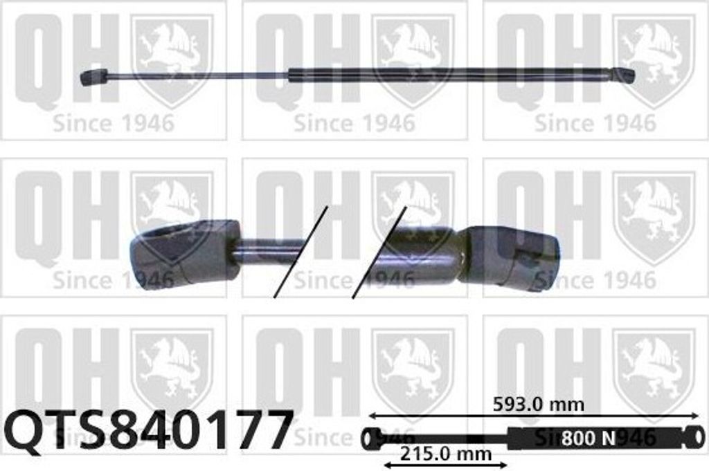 QUINTON HAZELL QTS840177 Gasfeder Heckklappendämpfer für VW SHARAN (7M8, 7M9, 7M6) 593mm