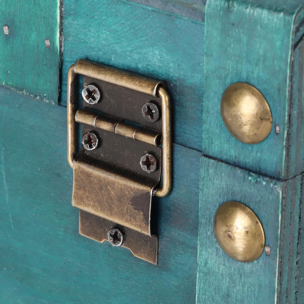 Boîte de rangement bijoux en bois artisanal vert avec code sécurité