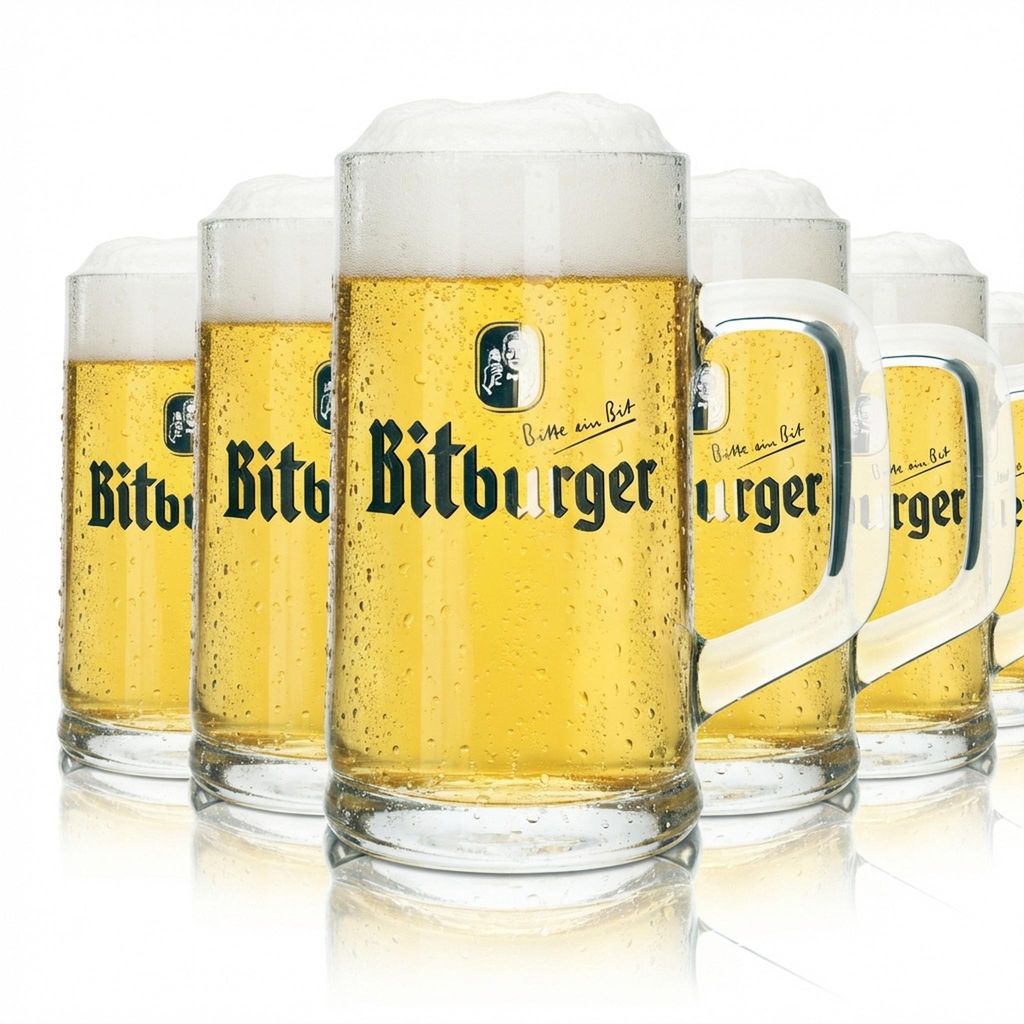 6x Bitburger Glas 0,5l Krug Seidel Humpen Bier Pils Henkel Produktbild 