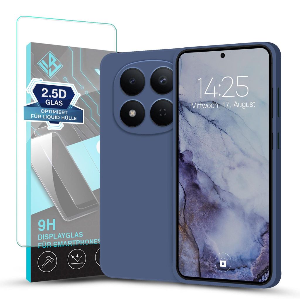 Hülle für Xiaomi Redmi Note 15 Pro 5G mit 9H Displayglas Displayschutz Case Cover Bumper Smartphone Softgrip Schutzhülle Farbe: Lavendelblau