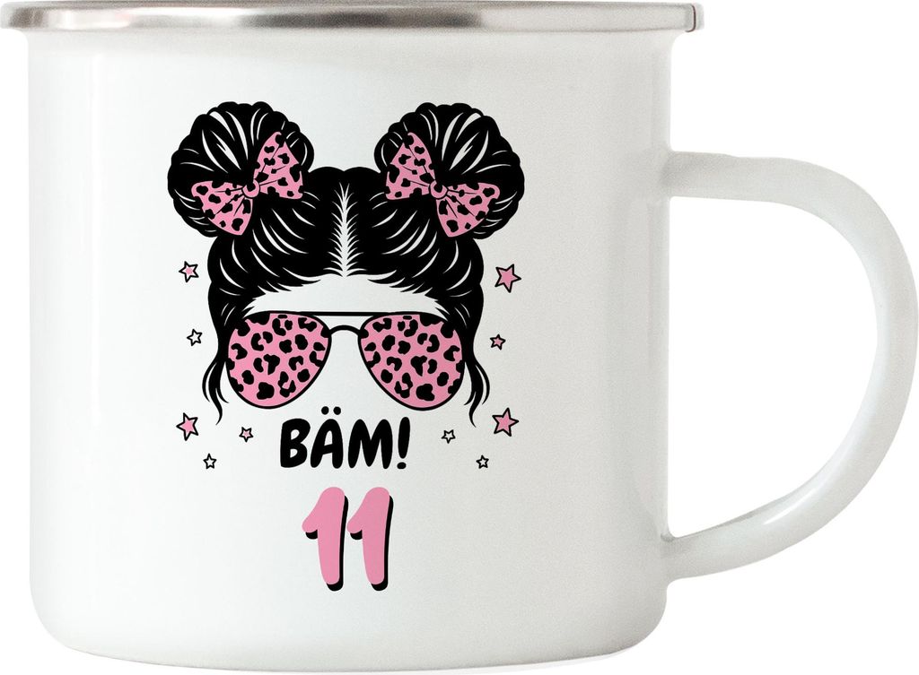 Bäm 11 Geburtstag Emaille Tasse Mädchen Geschenk Kindergeburtstag Partydeko Überraschung cooles Motiv originelle Geschenkidee