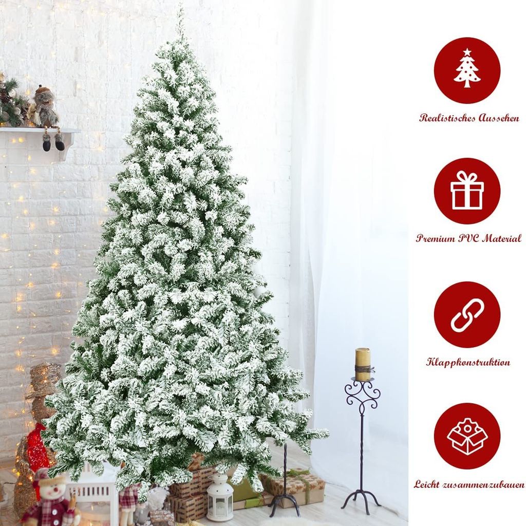 COSTWAY 225cm Künstlicher Weihnachtsbaum mit Schnee, Produktbild 4