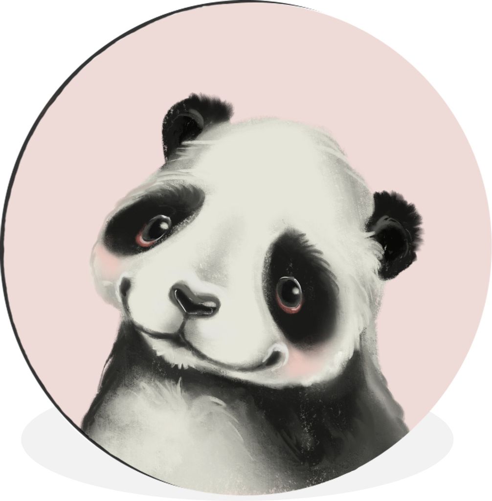 MuchoWow Aluminium Wandkreis Panda - Kinder - Rosa Ø 30 cm Wanddeko Modern Wohnzimmer - Wand Bild - Wohnzimmer - Runde Bilder - Alubilder - Kuns...
