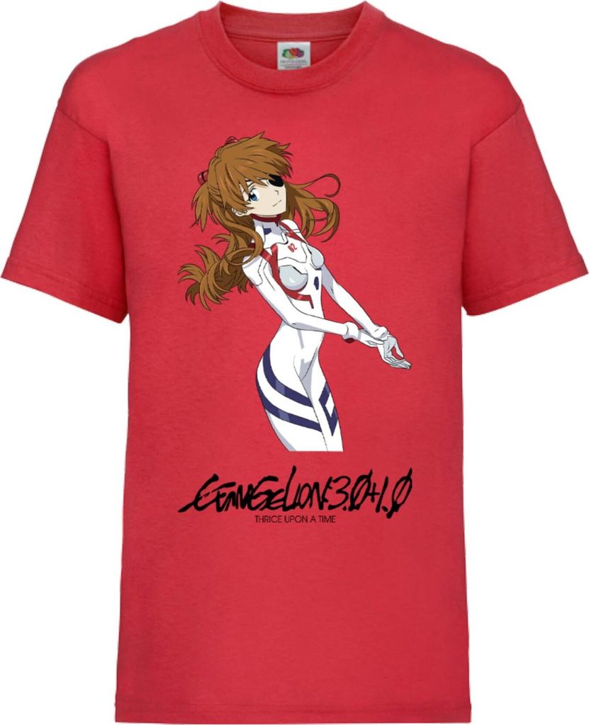 Kinder T-Shirt Evangelion Asuka Langley Soryu Evangelion Asuka, 3-4 Jahr - 104 / Rot