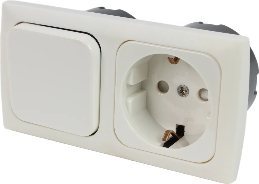 Ensemble Complet Prise Schuko 230V et Interrupteur C-Line Presto Blanc