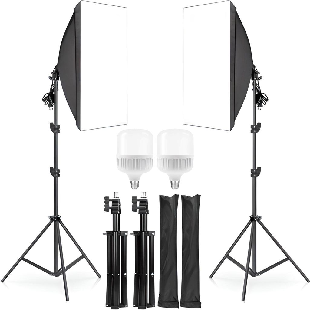 Pro Fotostudio Set Softbox mit 2x 135W Fotolampen 2x Produktbild 