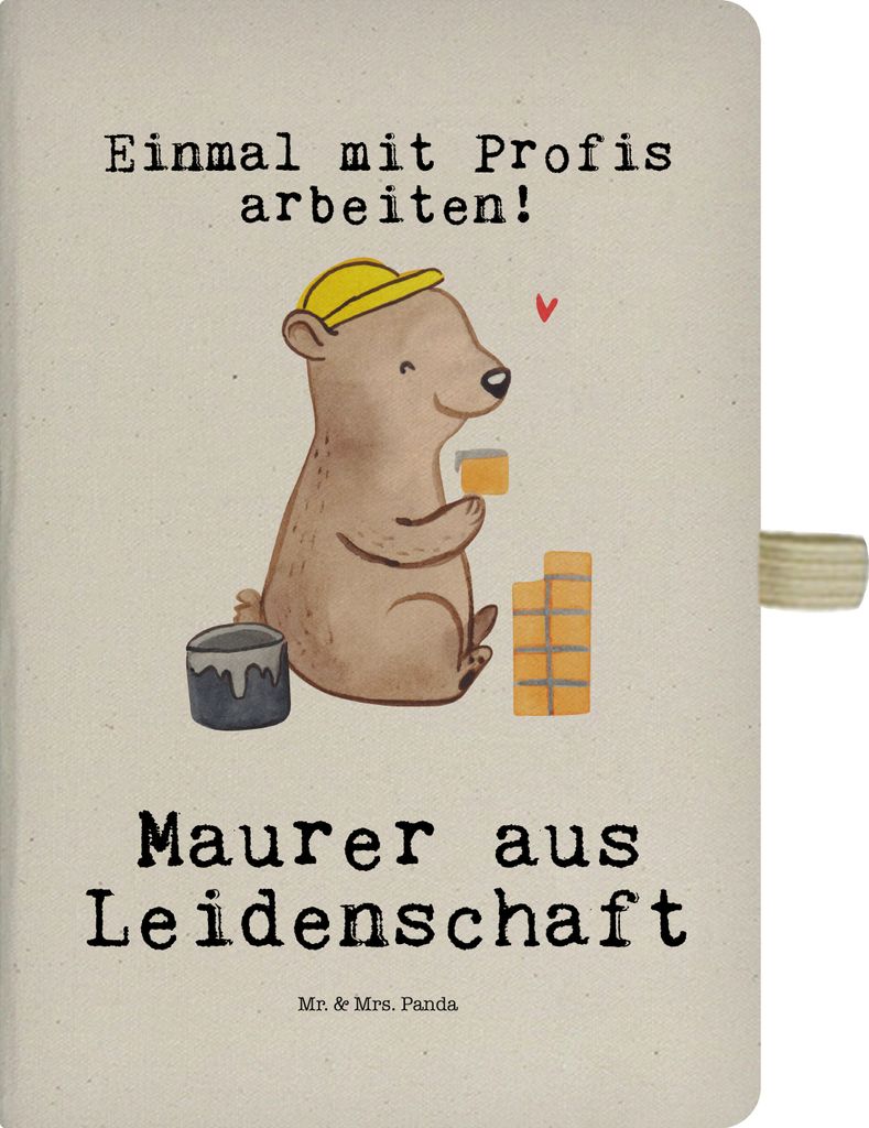 Mr. & Mrs. Panda notizbuch Maurer Leidenschaft - Transparent - Geschenk, Journal, Schreibheft, Handwerker, Lustig, Spruch, Adressbuch, Reisetagebuc...