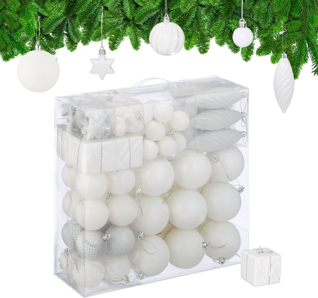 Lot de 110 boules de Noël Relaxdays, en plastique, Image du produit 