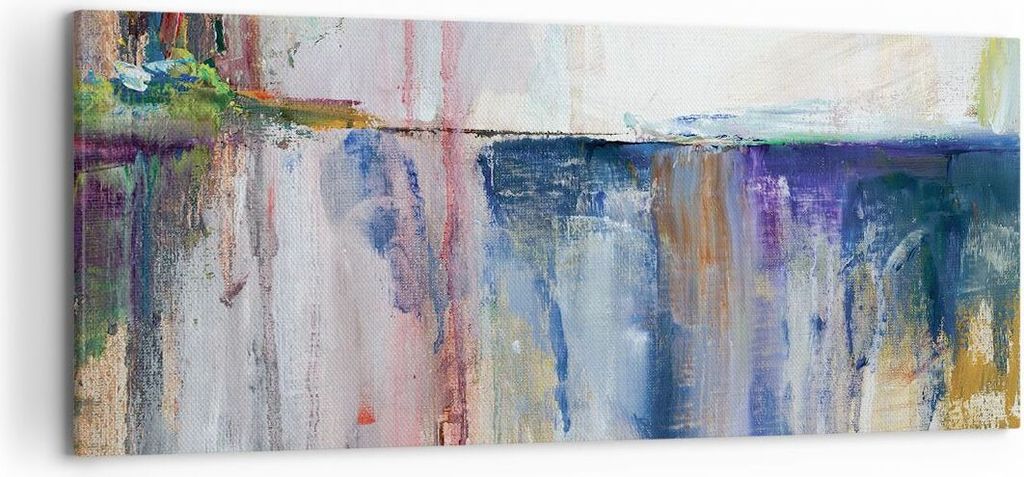 Bild auf Leinwand - Leinwandbild - Einteilig - Abstraktion Farben Öl - 120x50cm - Wand Bild - Wanddeko - Wandbilder - Leinwanddruck - Bilder - Wan...