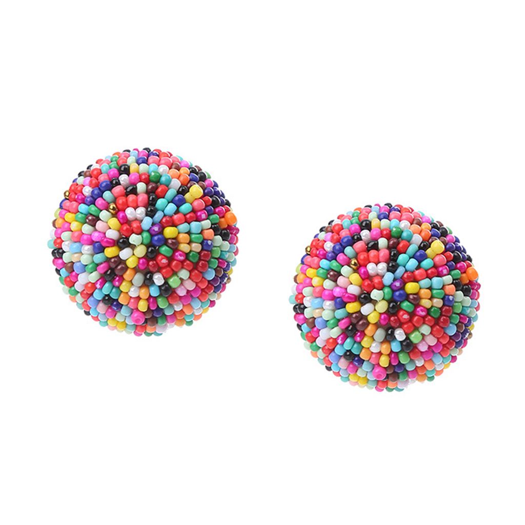 1 Paar baumelnde Ohrringe, handgefertigt, bunte Mini-Perlen, rundes Design, feine Verarbeitung, Vintage-Ohrschmuck, tägliches Tragen, böhmische b...