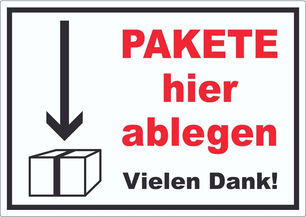 Pakete hier ablegen Aufkleber A6 (105x148mm)