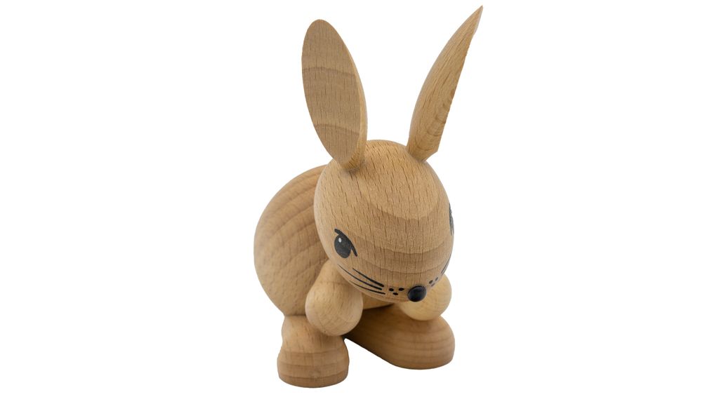 Drechslerei Kuhnert - Dekofigur Ostern - Hase Hermine Hell - Größe ca. 11cm - handgearbeitete Figur für Regal, Tisch und mehr - zeitlos und nach...