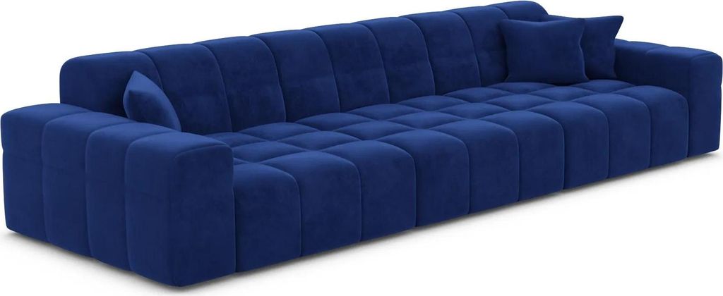 Samtstoff 4-Sitzer Couch Nivara Königsblau