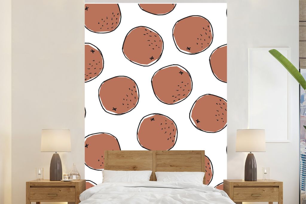MuchoWow Fototapete für Wohnzimmer oder Schlafzimmer Wandtapete Vinyl Motivtapete Sommer - Kokosnüsse - Weiß - 155x240 cm - Tapete