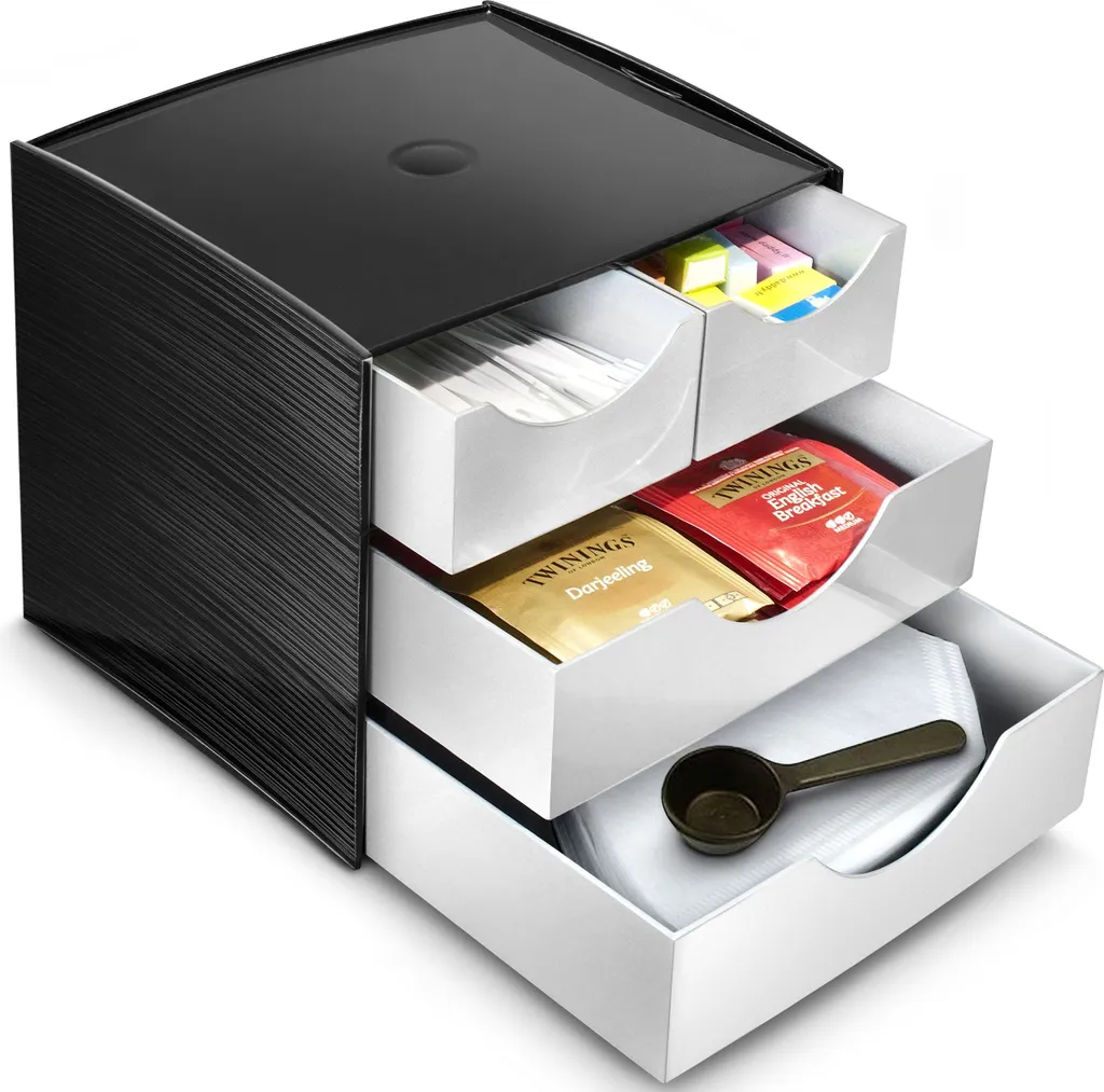 Organiseur CEP noir à 4 tiroirs coulissants : rangement robuste et compact