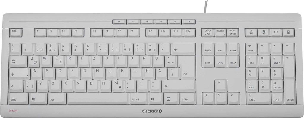 CHERRY STREAM KEYBOARD, Kabelgebundene Tastatur, hellgrau, Produktbild 