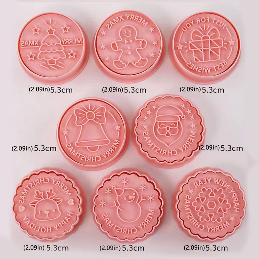 8 Stück Weihnachts Ausstechformen 3D - Keksformen Aus Kunststoff Für Kinder In Rosa