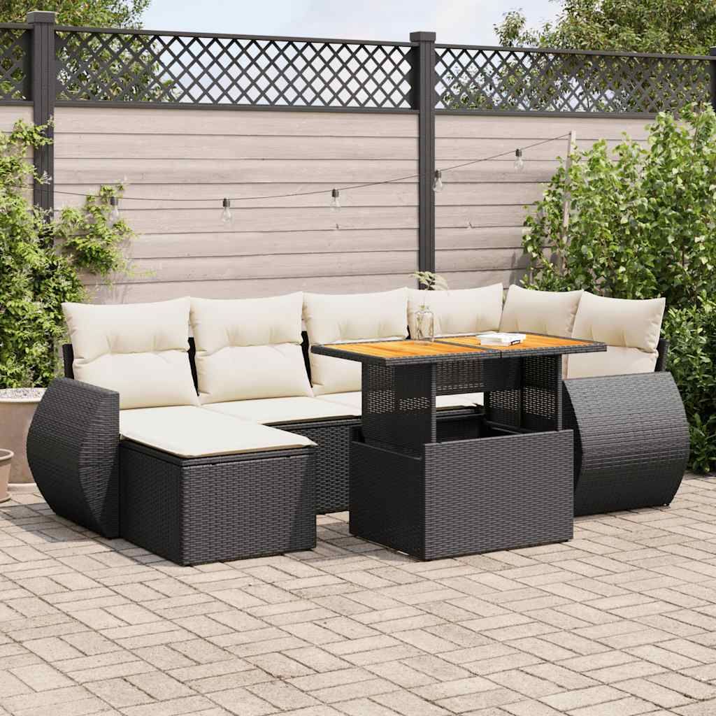 Maison Exclusive - 7-tlg. Garten-Sofagarnitur mit Kissen Schwarz Poly Rattan