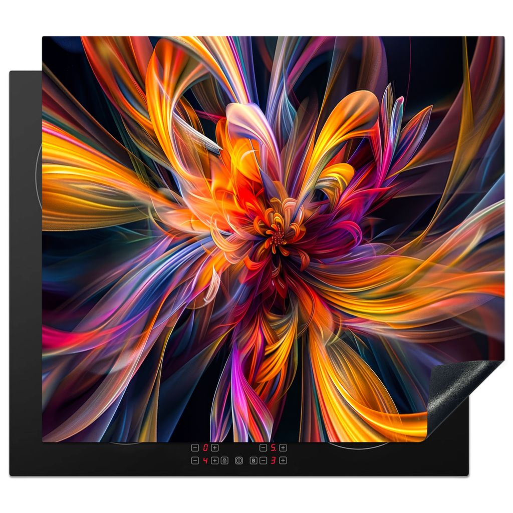 KitchenYeah Herdabdeckplatte Farben - Blume - Abstrakt - Farbenfroh , 60x52cm, Küche Deko, Glaskeramikkochfeld Herdabdeckung, Abdeckplatte fùr ...