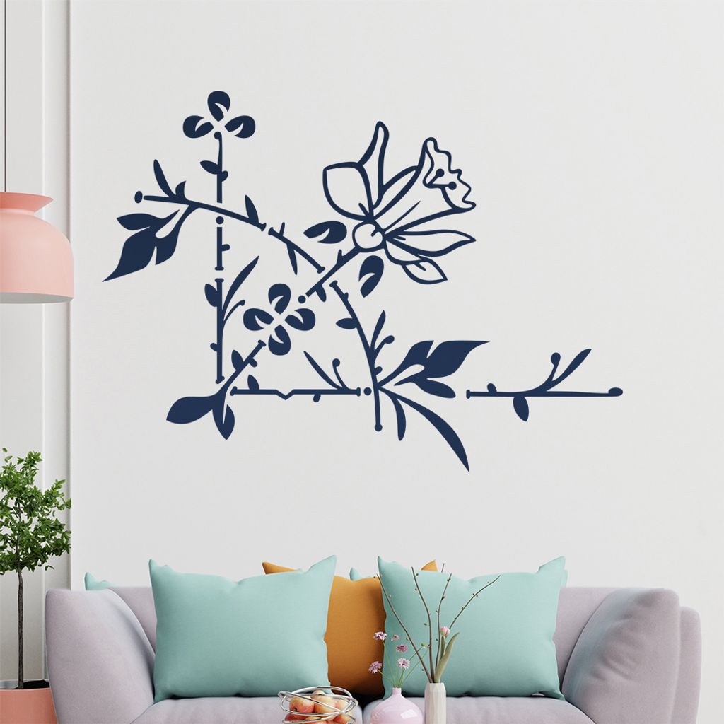 Blume - Ranken Wandtattoo in 6 Größen - Wandaufkleber Wall Sticker - Dekoration, Küche, Wohnzimmer, Schlafzimmer, Badezimmer
