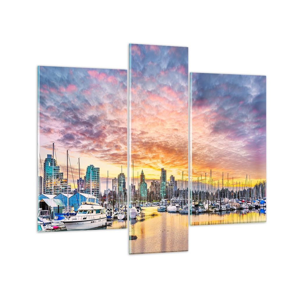 Bilder auf glas - Boote städtisch Stadt Landschaft - 95x80cm - Glasbilder - Wandbilder - Kunstdruck - zum Aufhängen bereit - Wanddekoration aus G...