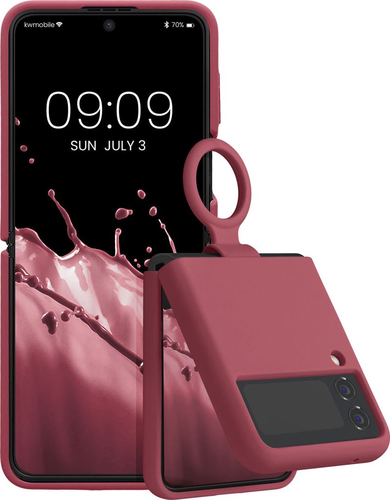 kwmobile Flip Soft Case kompatibel mit Samsung Galaxy Z Flip4 - Silikon Hülle für Foldable Handy - Handyhülle in Dark Rose