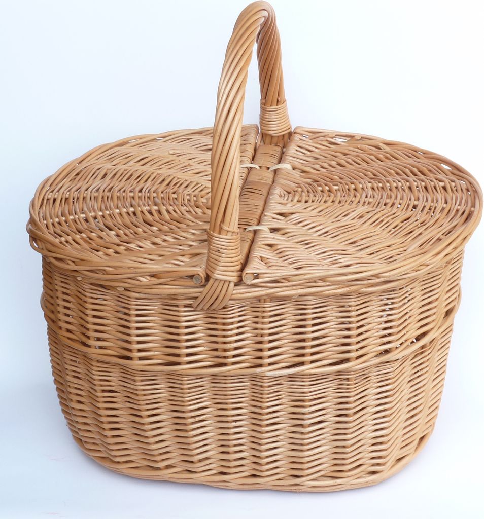 Picknickkorb mit zwei Deckel aus Weide (40 x 30 cm - 1F)