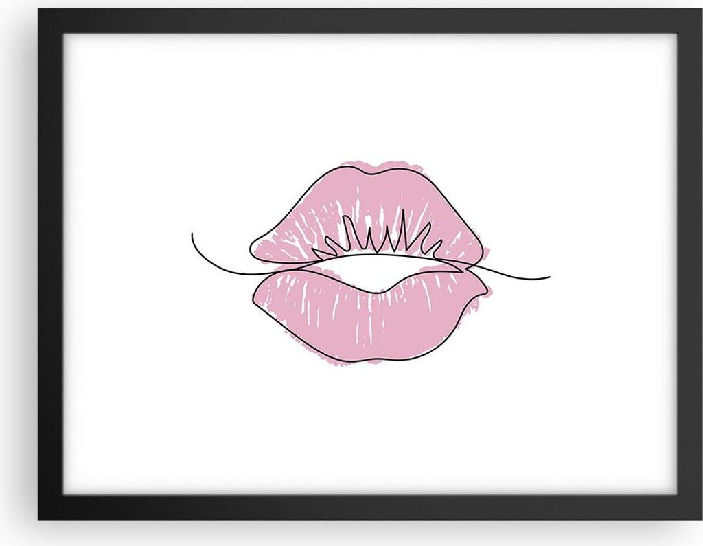 Gerahmtes Poster - Schwarzer Rahmen - Mund Bild Modern - 40x30 cm - Wand Bild - Wanddeko - Wandbilder - Kunstposter - Wandposter - Bilderrahmen - B...