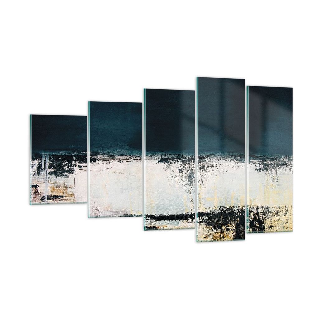 Bilder auf glas - 5 Teile - Abstraktion gerieben schwarz - 100x60cm - Glasbilder - Wandbilder - Bilder - Wanddekoration aus Glas - Glas Bilder - Wa...