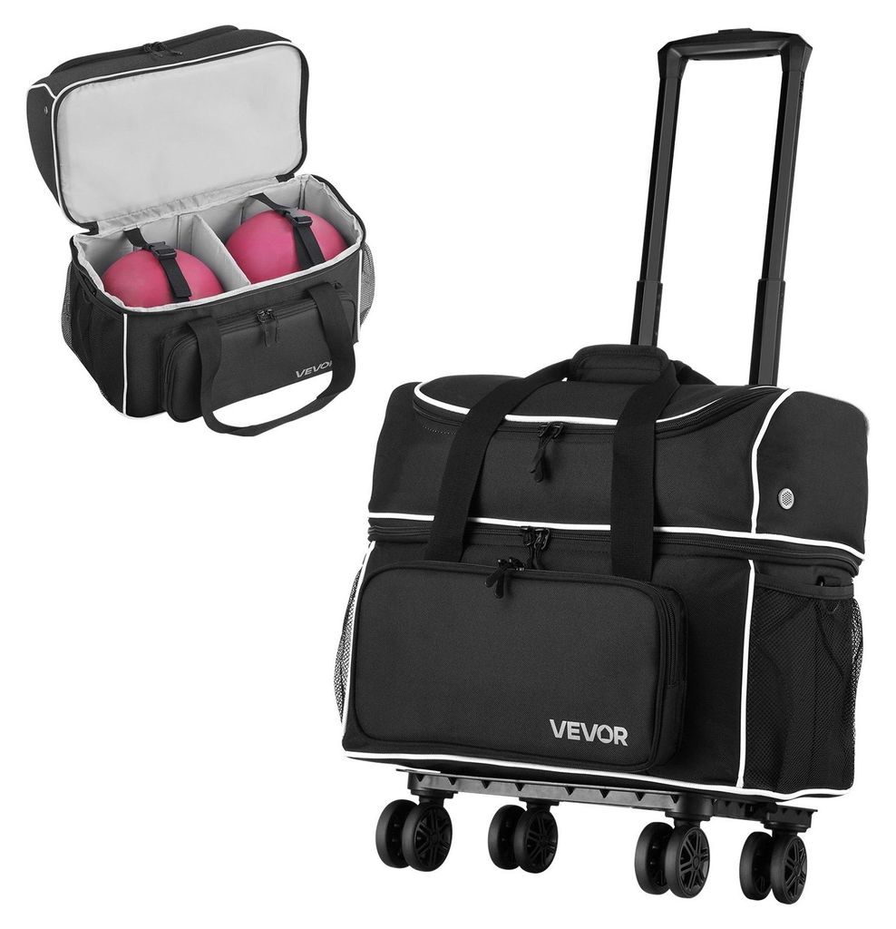 VEVOR Bowlingballtasche, 2-Ball-Doppelroller-Bowlingtasche Produktbild 