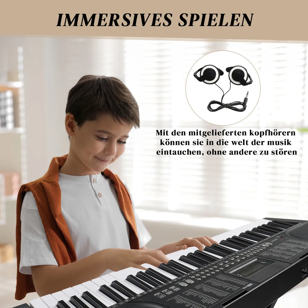 Kit Piano Numérique Complet 61 touches pour Débutant avec Accessoires