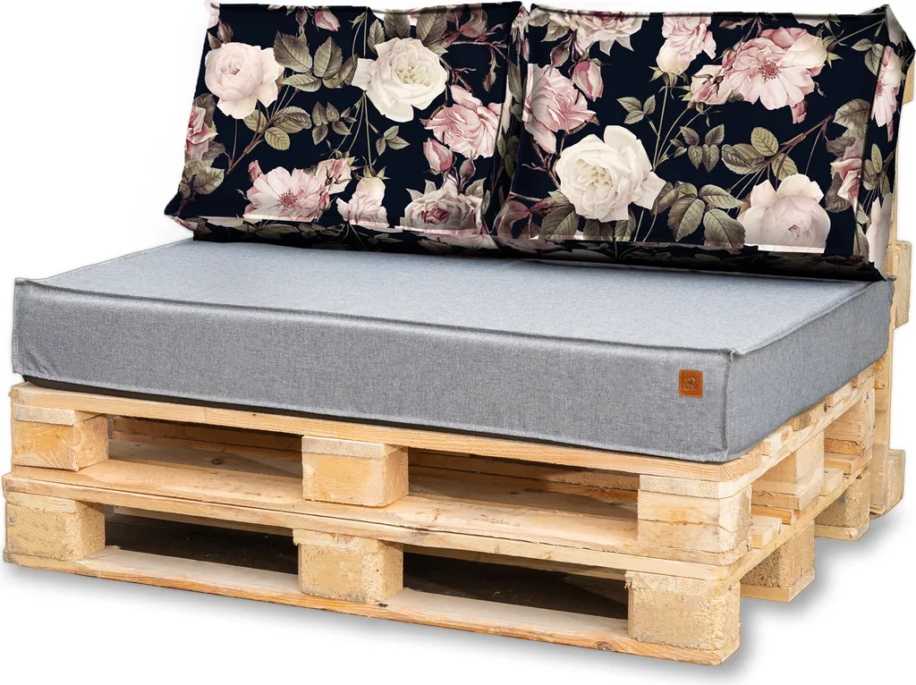 Cuscini per pallet 120x80 Set per mobili in pallet di europallets Divano in pallet UE Il set è composto da 3 parti in colore: grigio chiaro + rosa