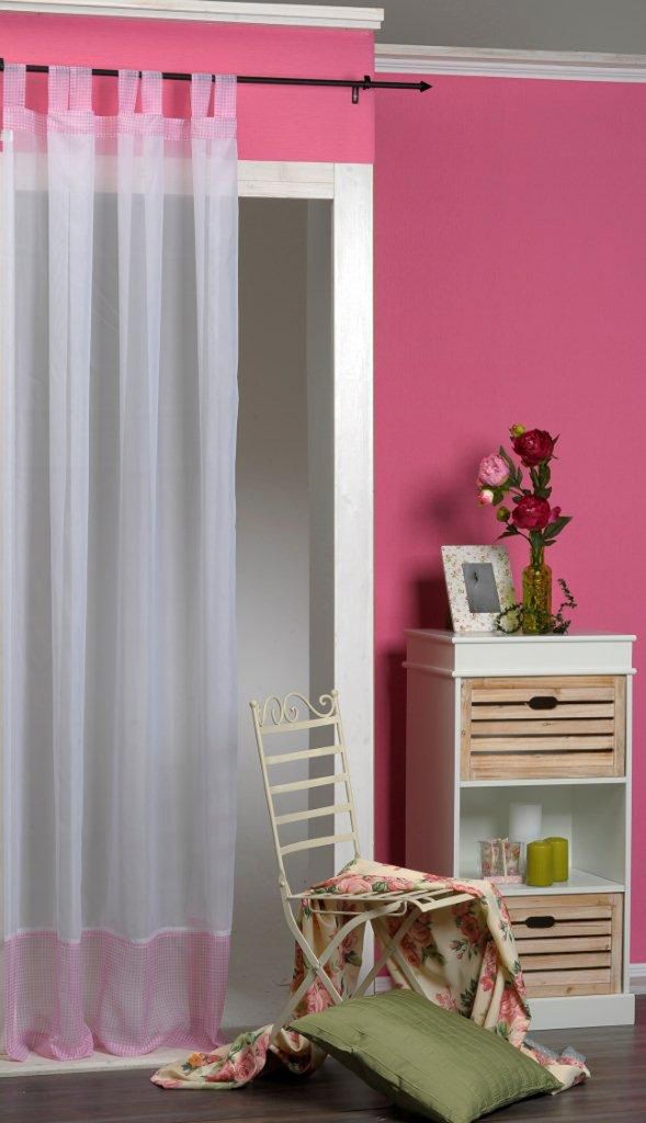 Vorhang Voile Luisa rosa transparent Schlaufen 140x235 cm Gardine Dekoschal