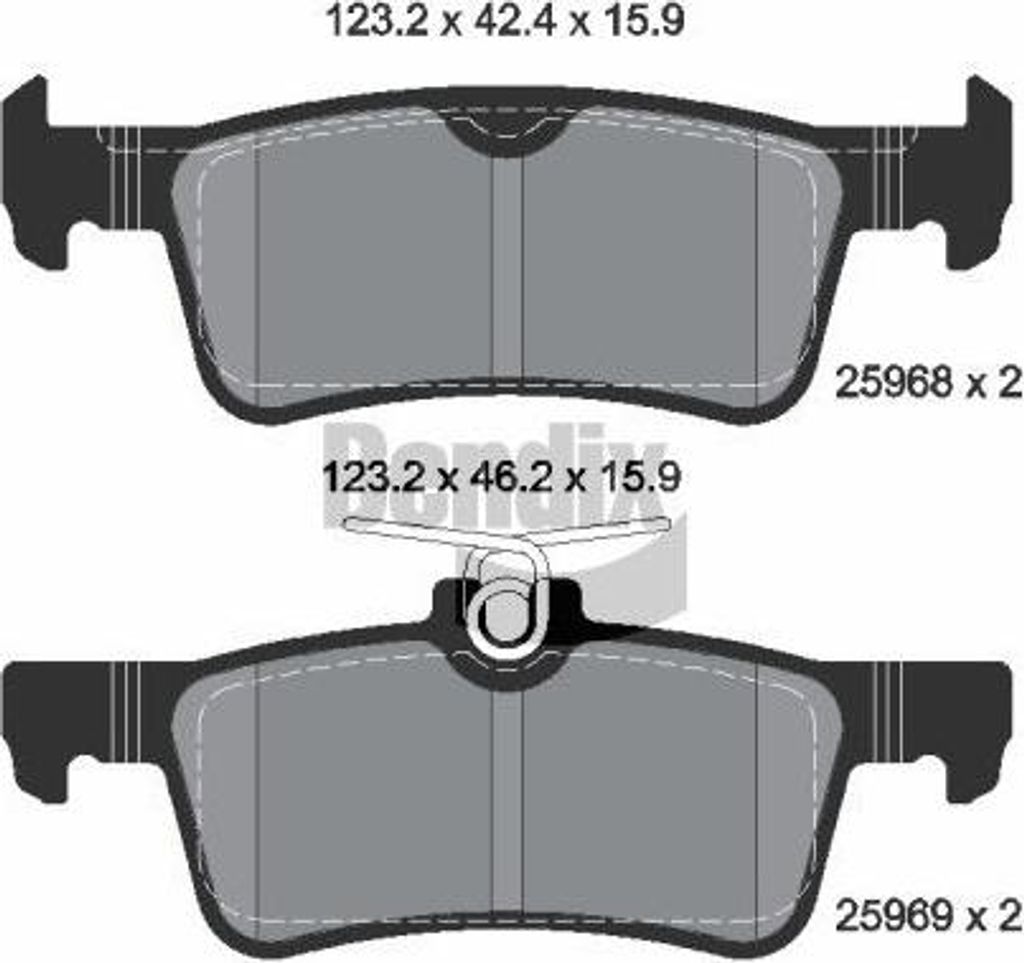 BENDIX Braking BPD1233 Bremsbelagsatz, Scheibenbremse OE 1611331480 kompatibel mit 308