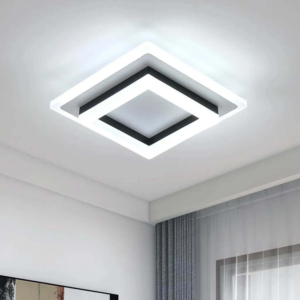 Plafonnier LED Carré 24W Blanc Froid 6500K 2700lm pour Installation Saillie