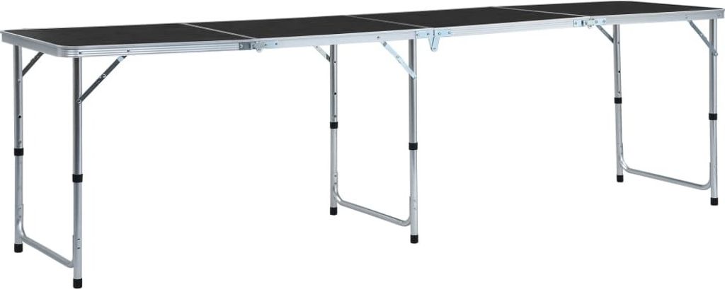 The Living Store Klappbarer Campingtisch Grau Aluminium 240 x 60 cm