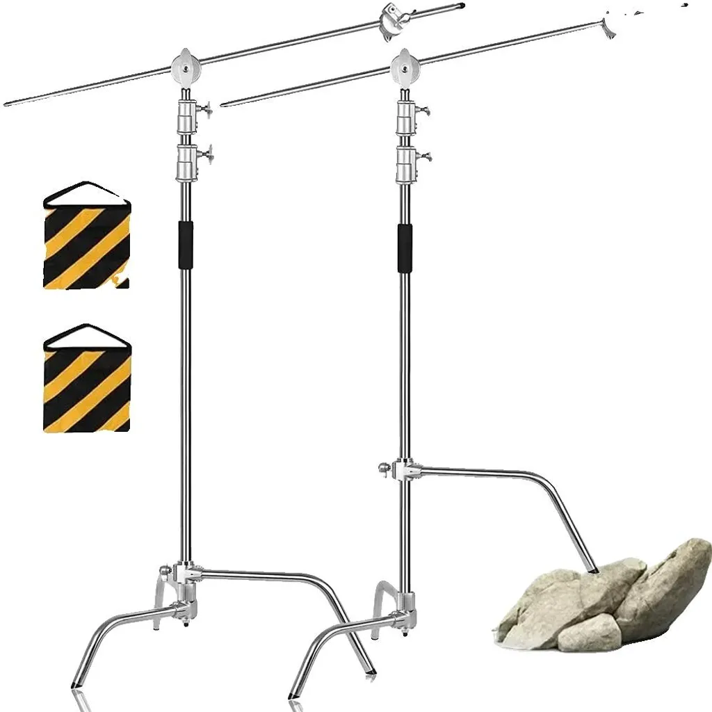 Trépied C-Stand Photographie en Acier Inox 2,6m - Lot de 2 Supports