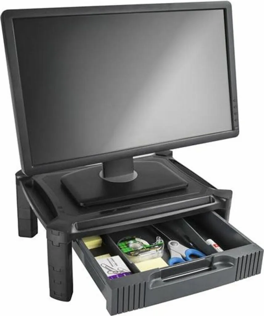Support de Moniteur Ajustable avec Tiroir Coulissant et Pieds Robustes - 6