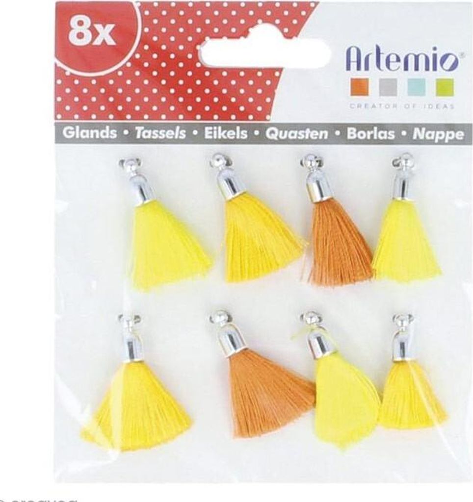 8 Quasten gelb-orange