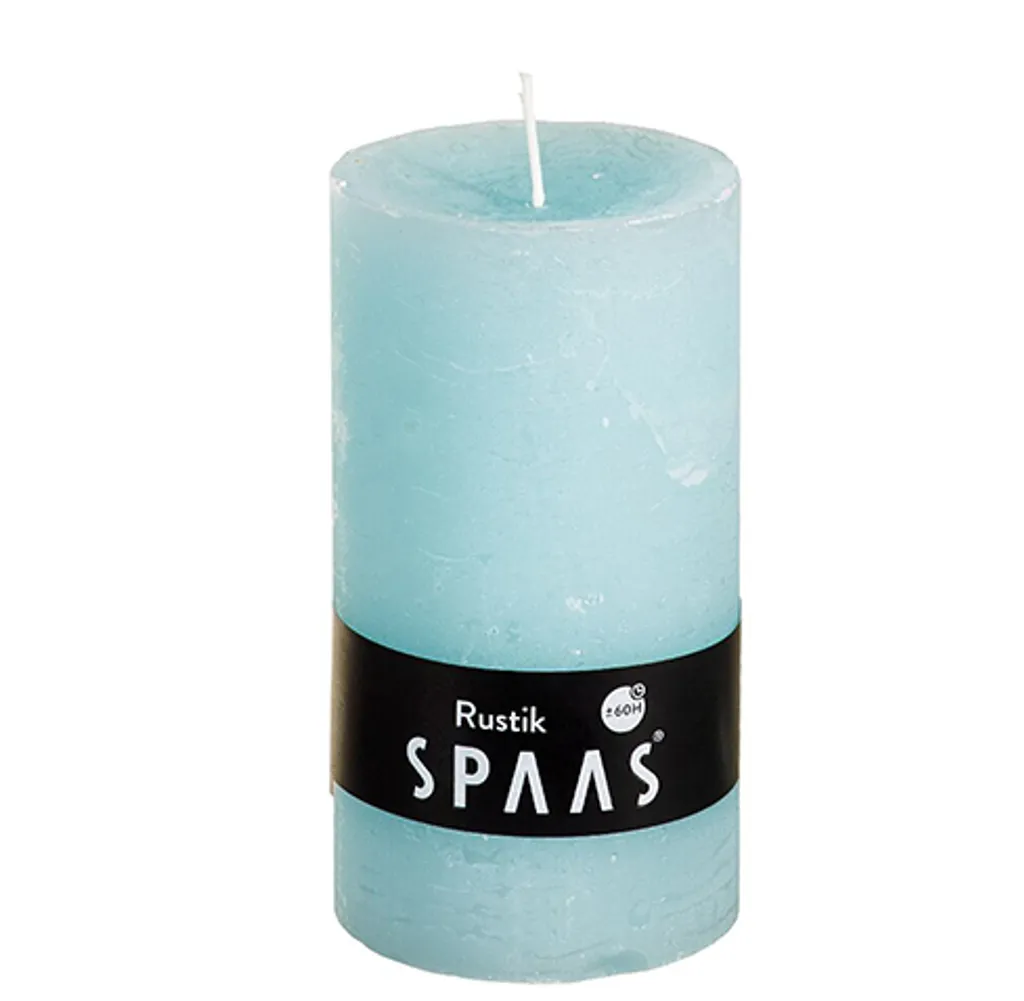 Bougie cylindrique rustique bleu ciel anti-coulures longue durée