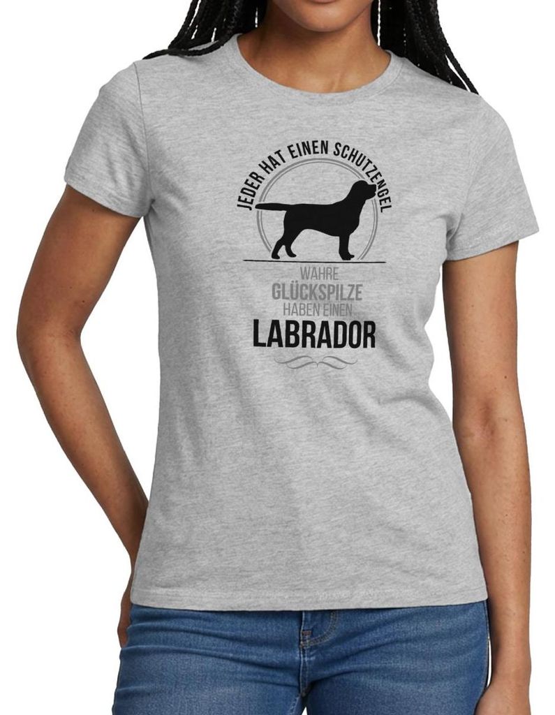 Spreadshirt Wahre Glückspilze Haben Einen Labrador Frauen T-Shirt, M, Grau meliert