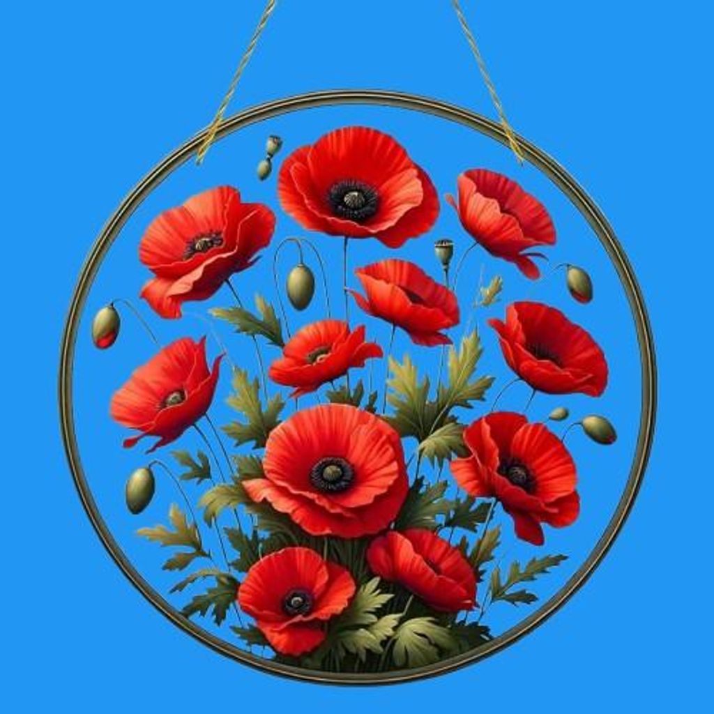 GKA XL Sonnenfänger Mohn 20 cm Buntglas Lichtfänger Produktbild 